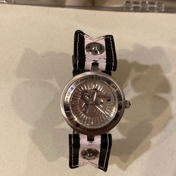 L.A.M.B. x Gwen Stefani Leather & Silver Coin Dial Rocker Quartz Watch - Picture 1 of 10